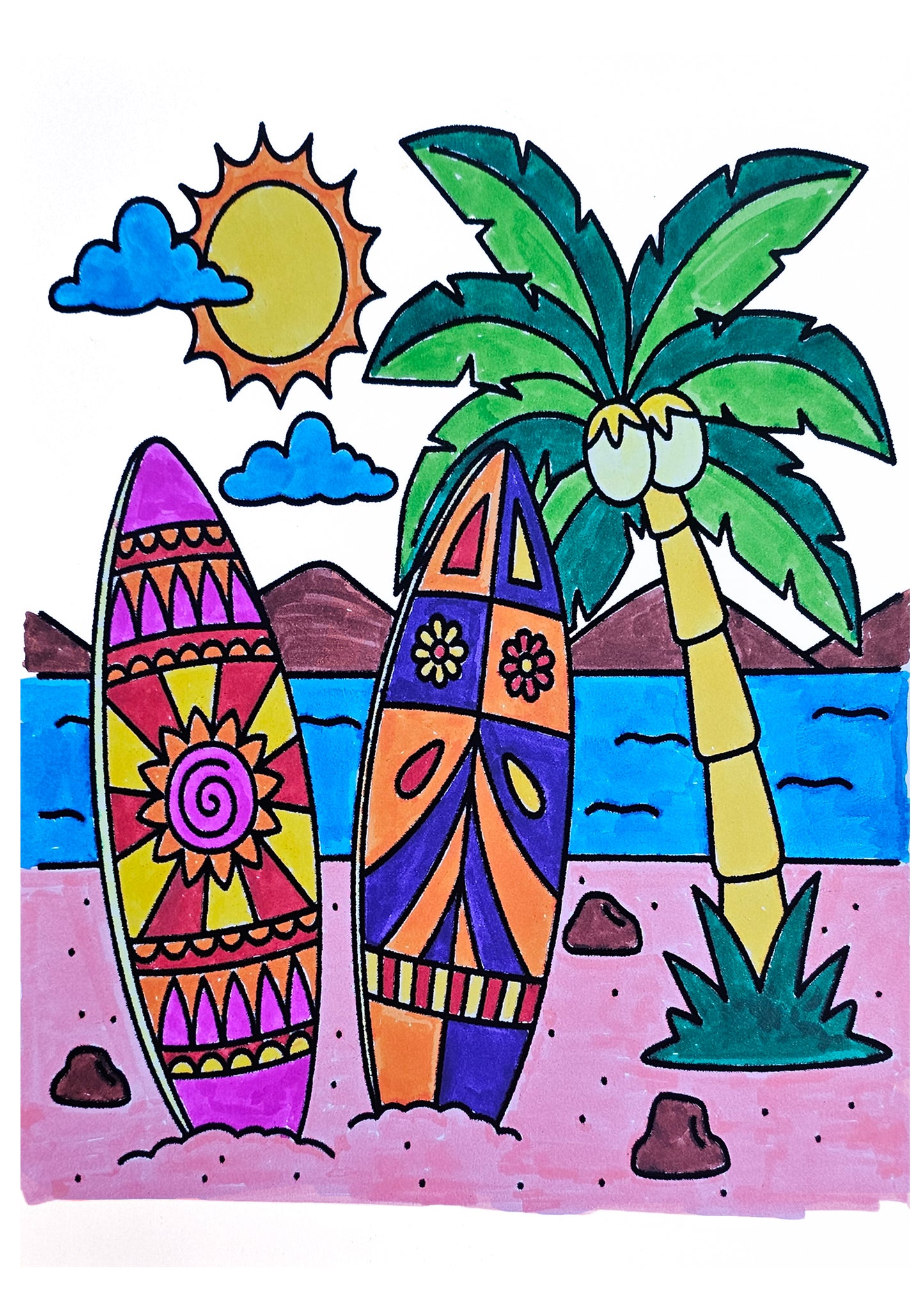 Tropical Beach Surf Scene