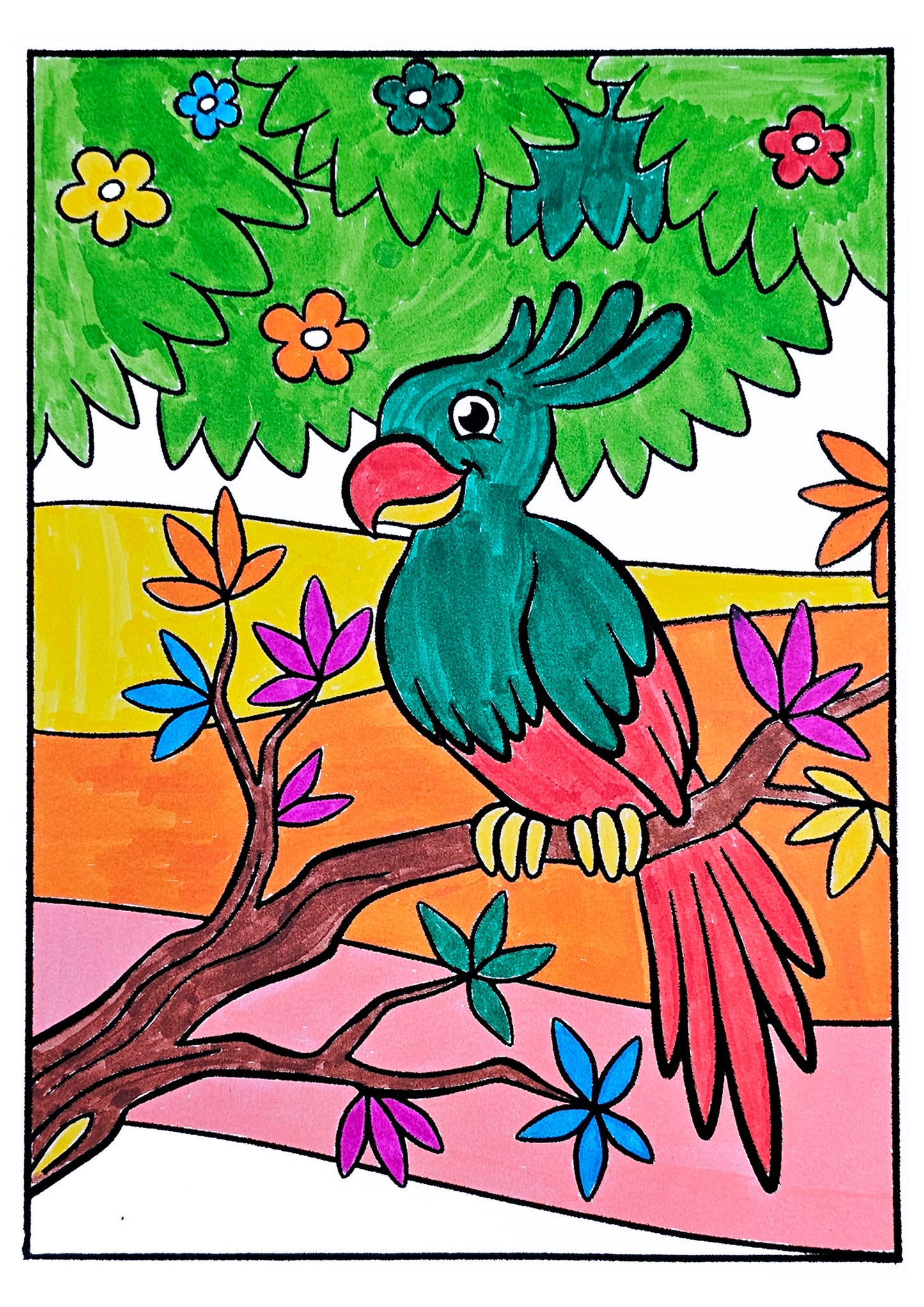 Happy Tropical Parrot Art