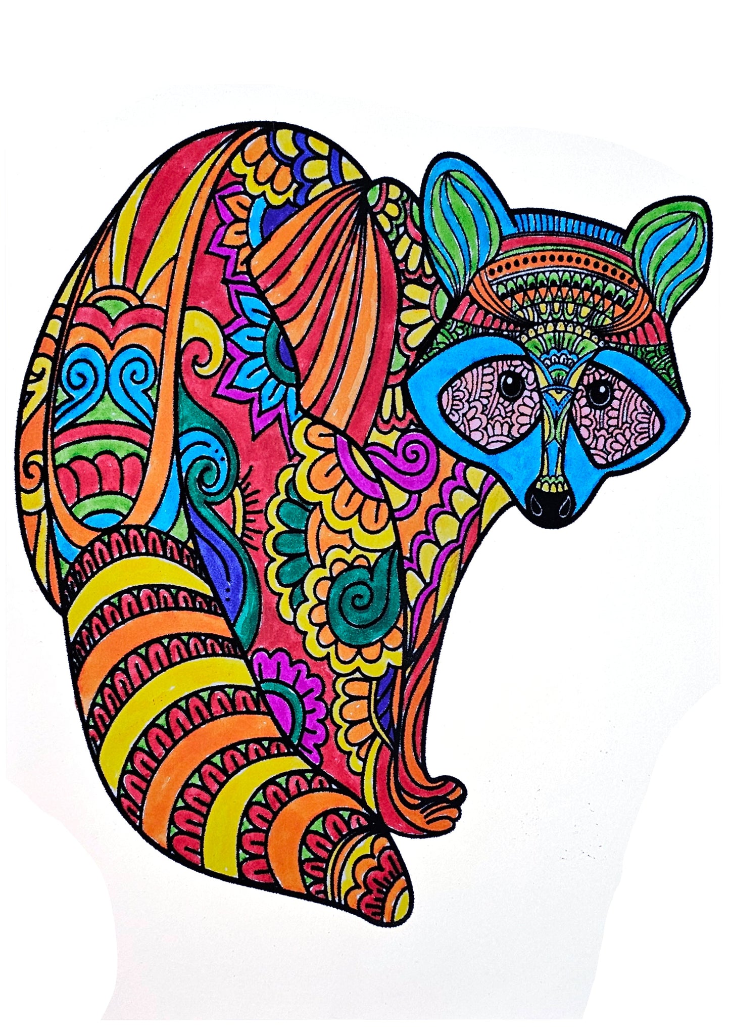 Mandala Raccoon Zen Coloring