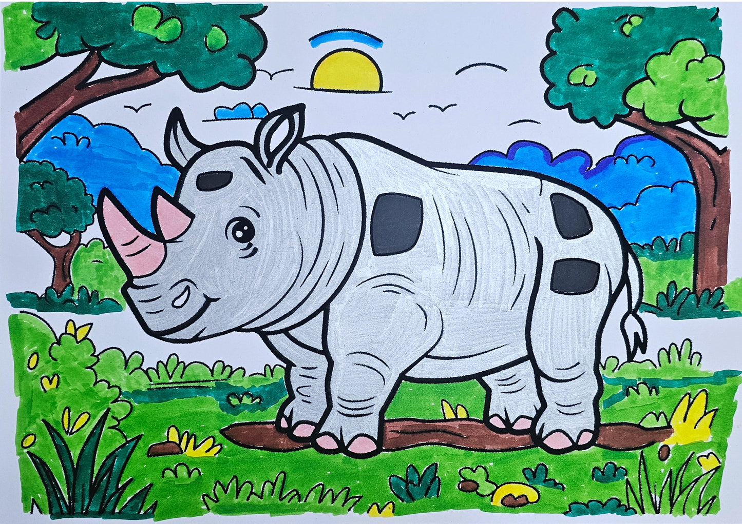 Cute Rhino Safari Scene
