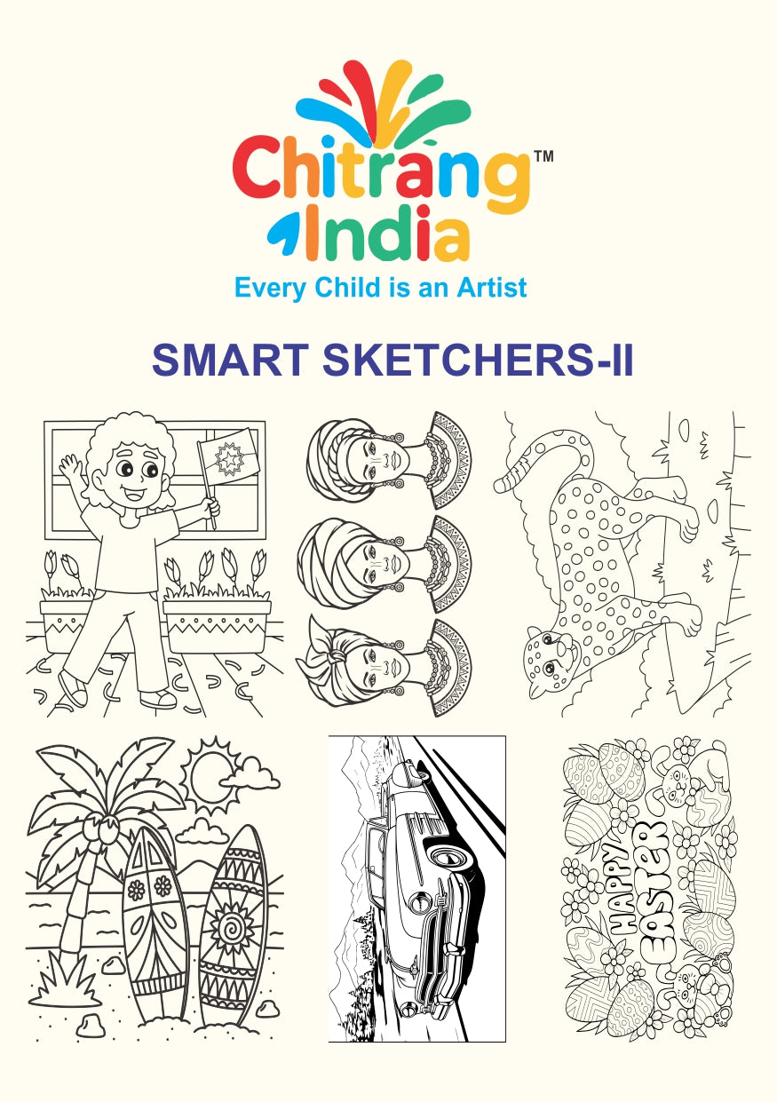 Chitrang India – Smart Sketchers 2 | Jumbo Colouring Sheets Kit (Set of 6)