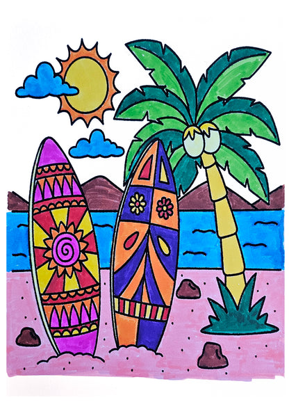 Tropical Beach Surf Scene
