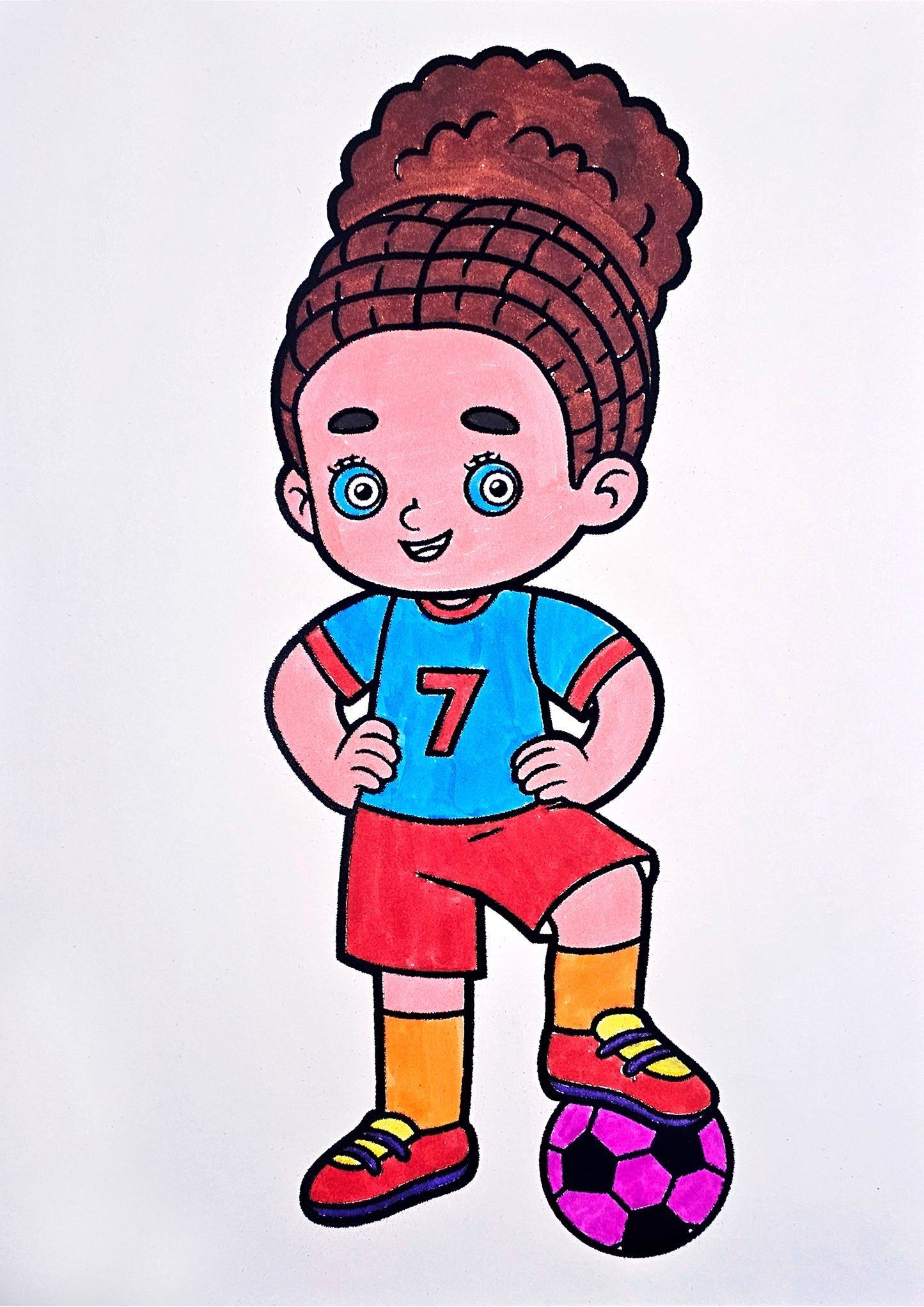 Girls' Soccer Star Line Art