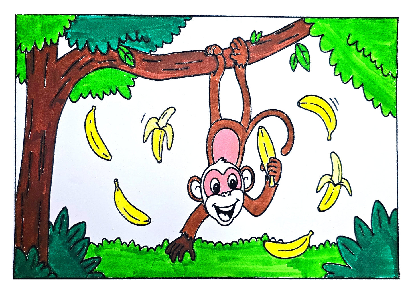 Playful Monkey & Banana Scene
