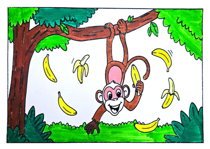 Playful Monkey & Banana Scene