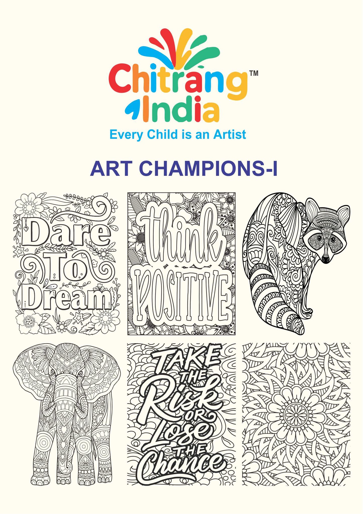 Chitrang India – Art Champion 1 | Jumbo Colouring Sheets Kit (Set of 6)