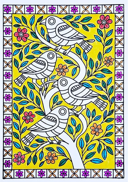 Charming Madhubani Birds Art