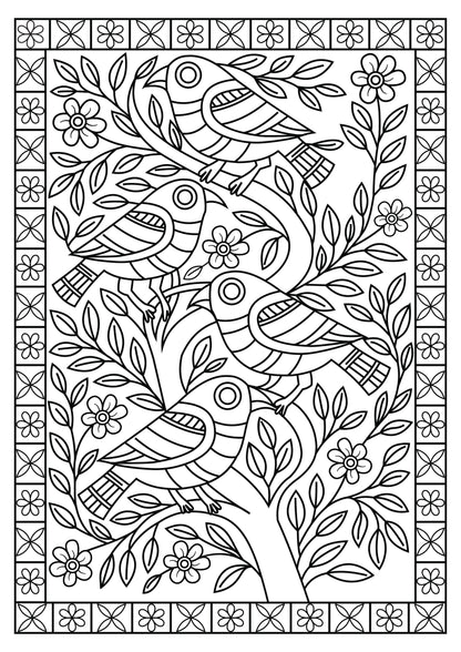 Charming Madhubani Birds Art