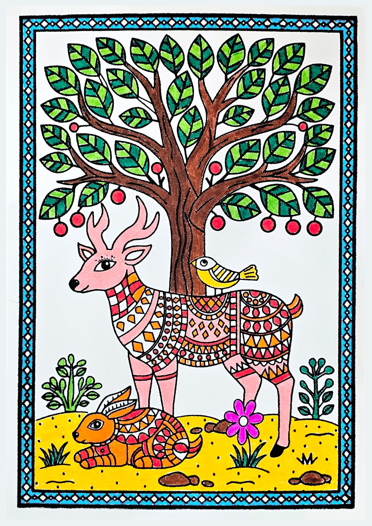 Enchanted Forest Madhubani Art