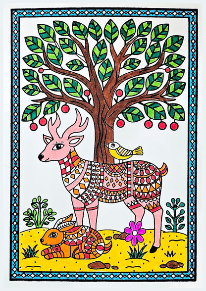 Enchanted Forest Madhubani Art