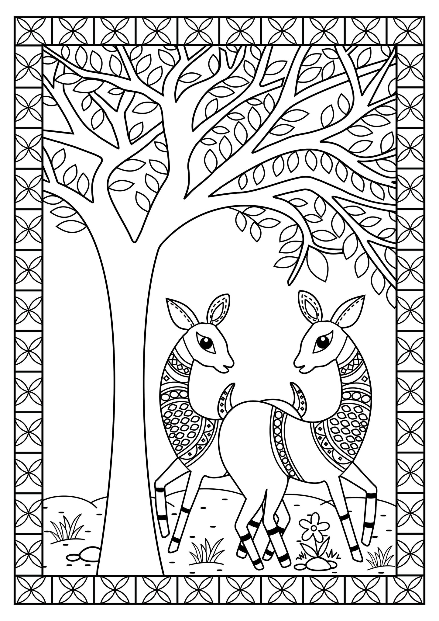 Graceful Madhubani Deer Art