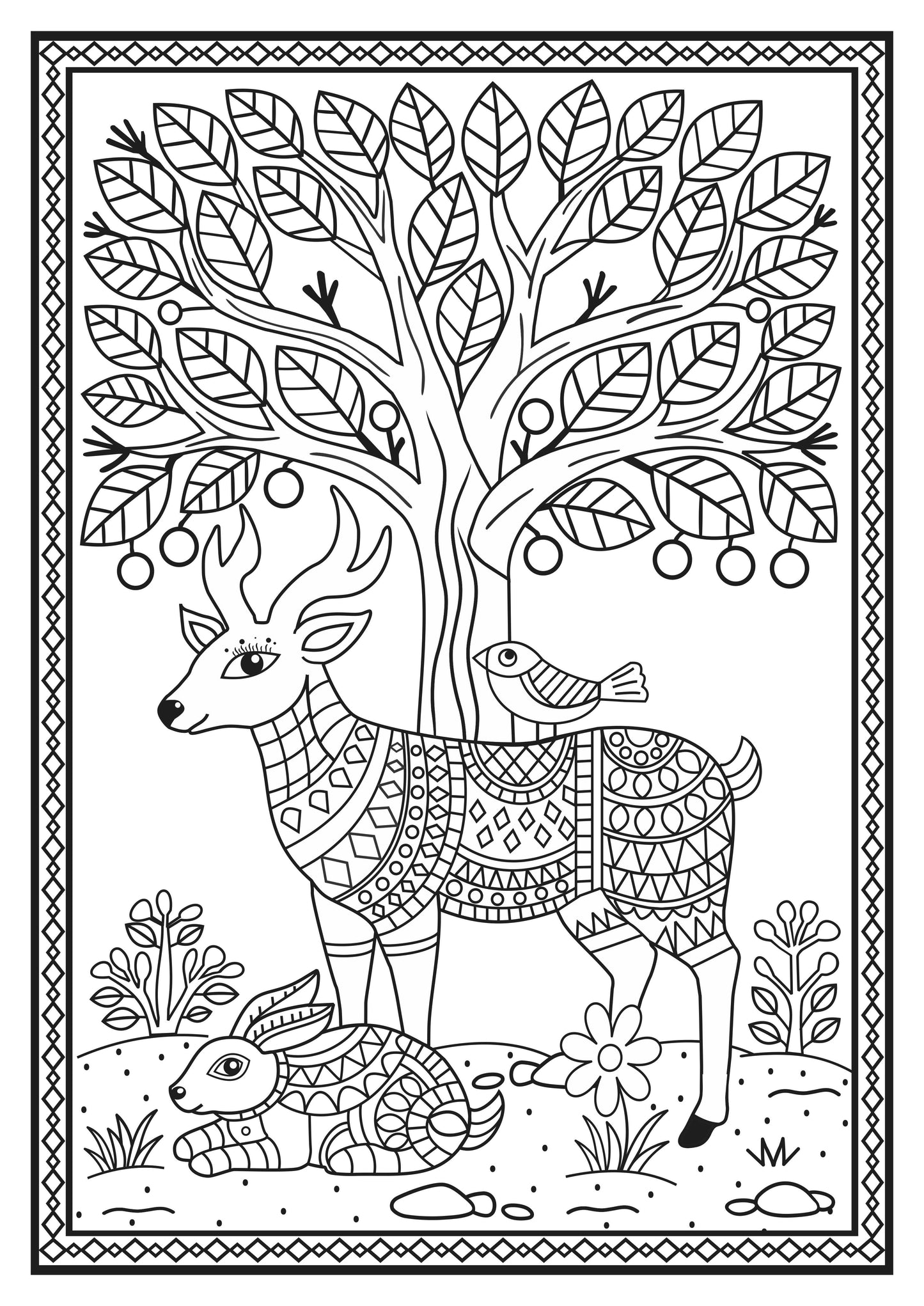 Enchanted Forest Madhubani Art