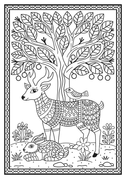 Enchanted Forest Madhubani Art