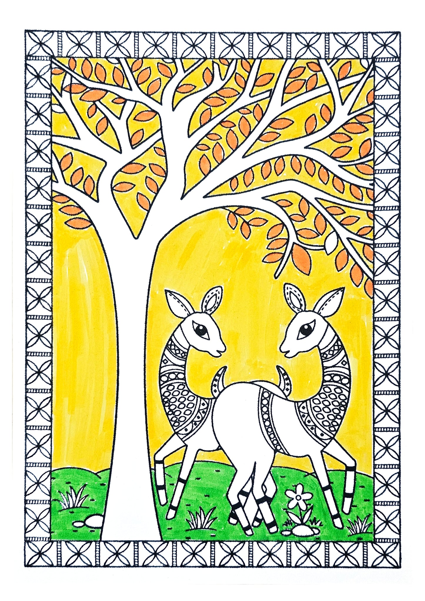 Graceful Madhubani Deer Art