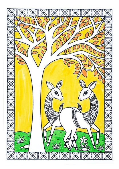 Graceful Madhubani Deer Art