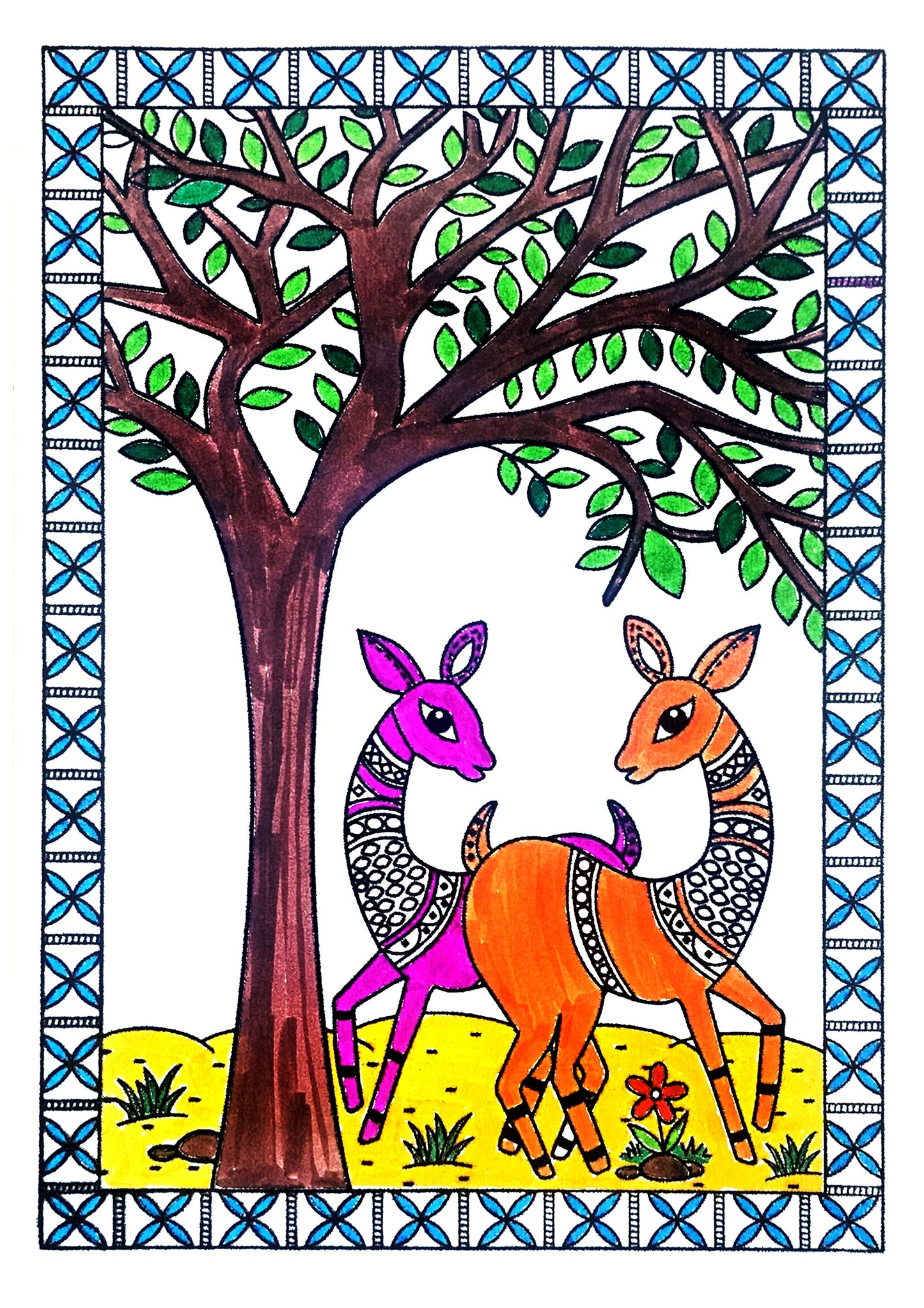Graceful Madhubani Deer Art