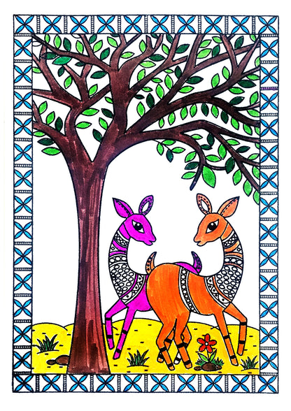 Graceful Madhubani Deer Art