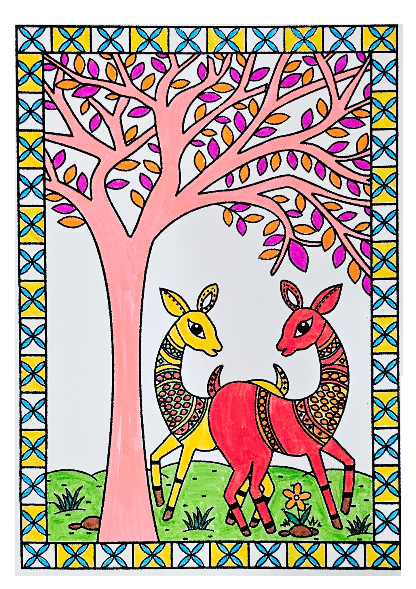Graceful Madhubani Deer Art