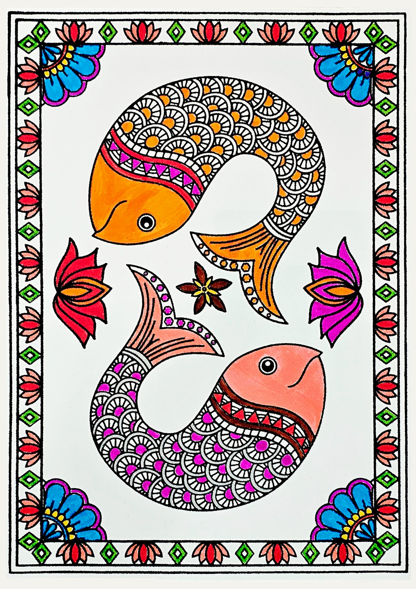 Divine Madhubani Fish Art