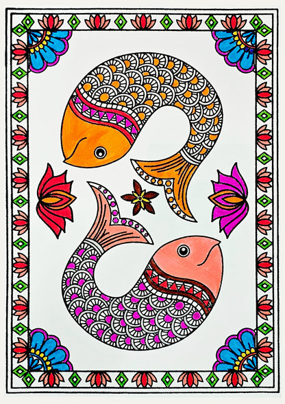 Divine Madhubani Fish Art