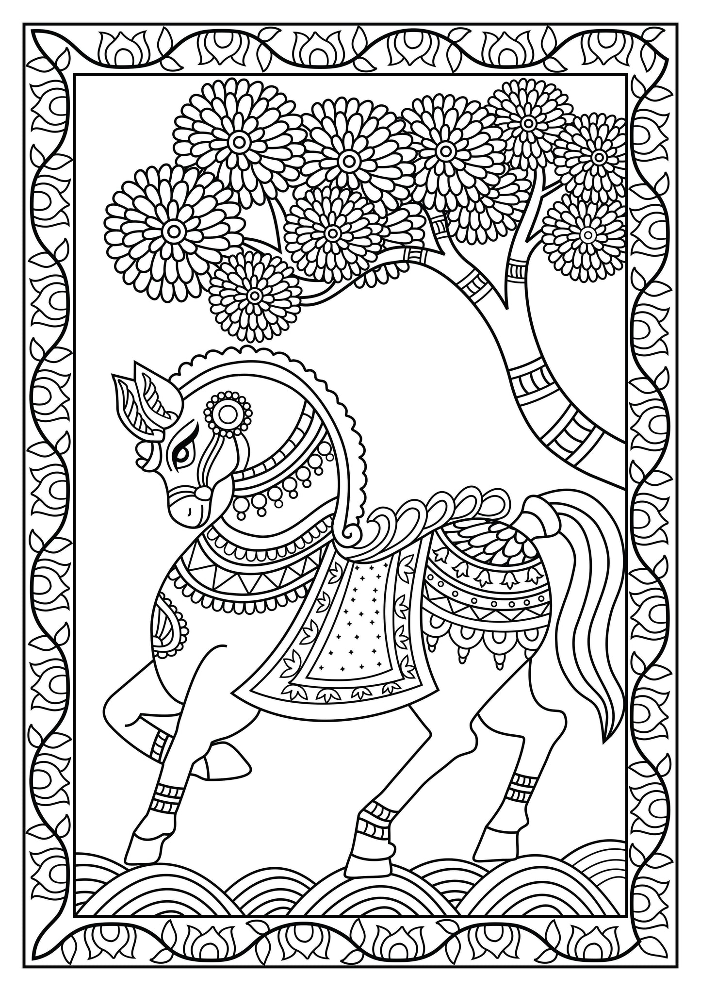 Majestic Madhubani Royal Horse