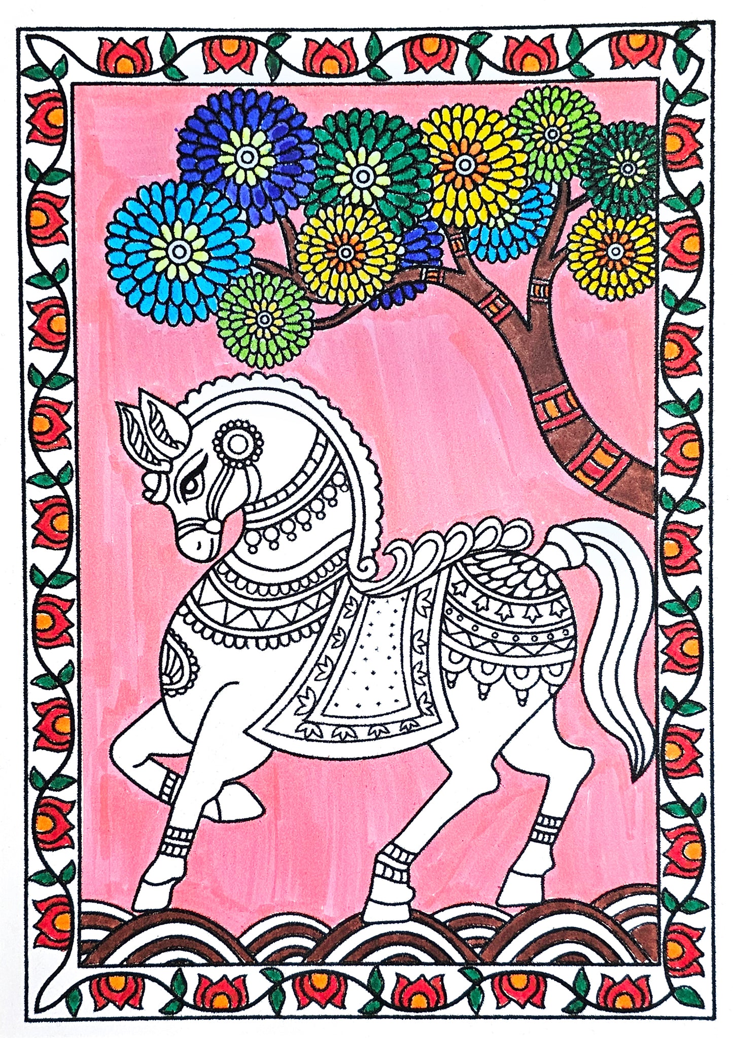 Majestic Madhubani Royal Horse