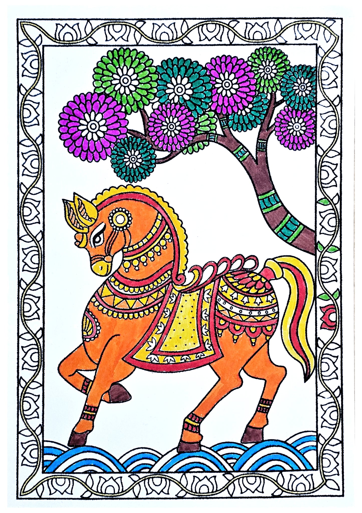 Majestic Madhubani Royal Horse