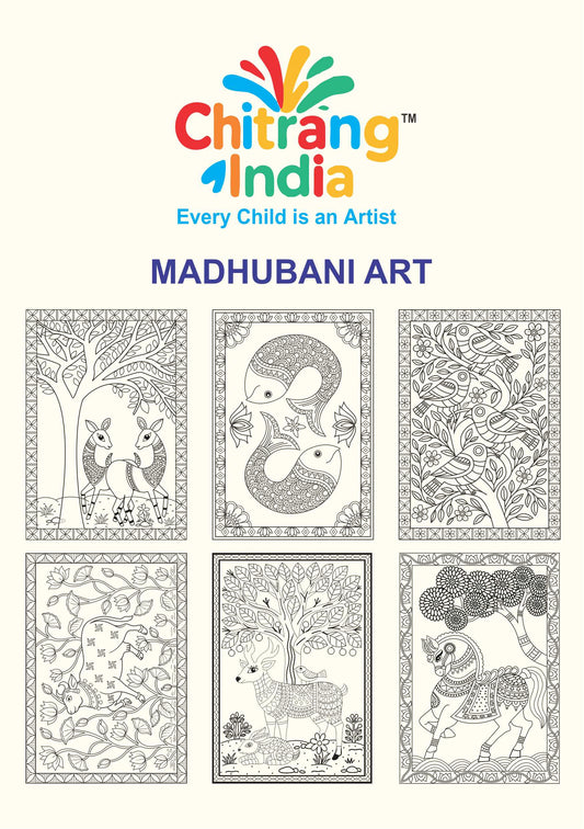 Chitrang India – Madhubani Art | Jumbo Colouring Sheets Kit (Set of 6)