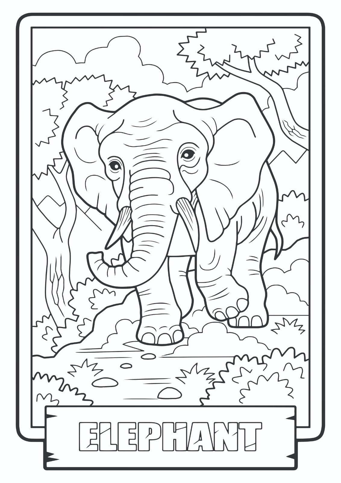 Majestic Elephant Coloring Page