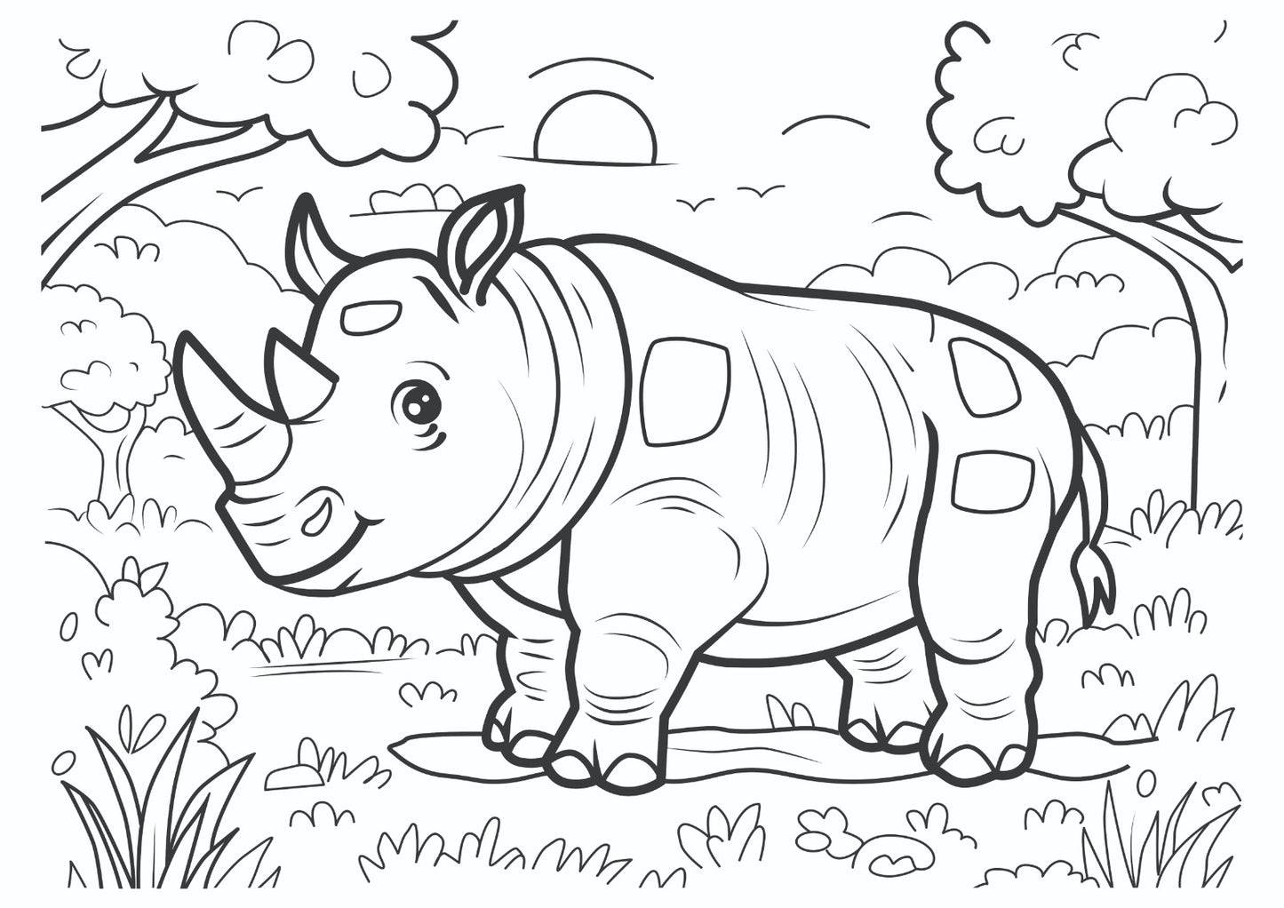 Cute Rhino Safari Scene
