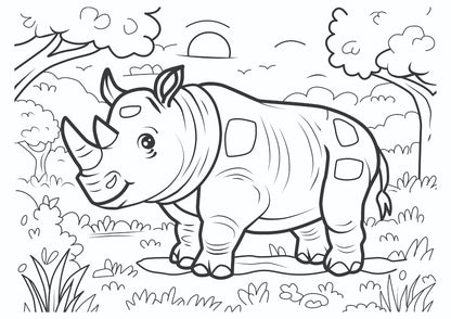 Cute Rhino Safari Scene