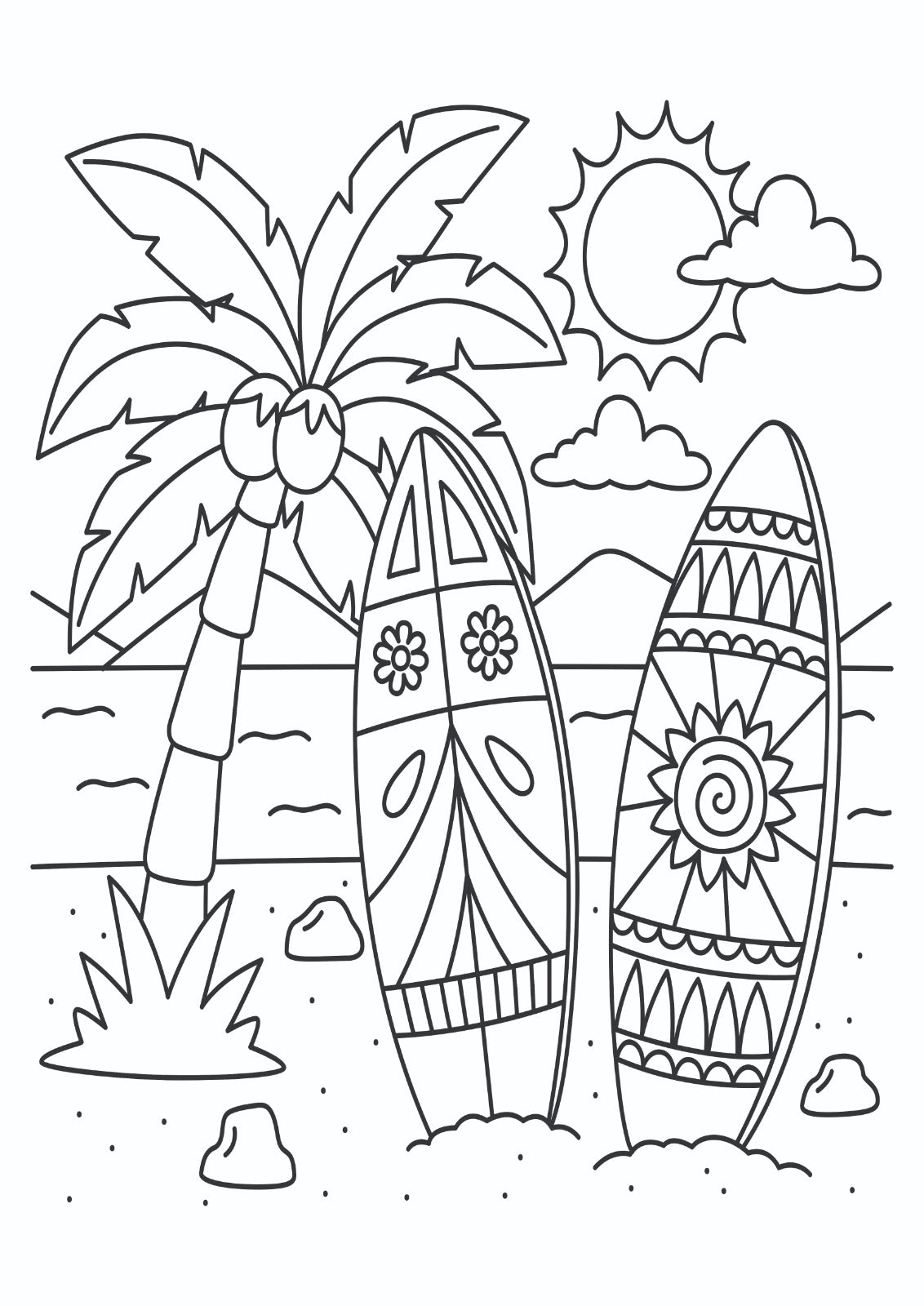 Tropical Beach Surf Scene