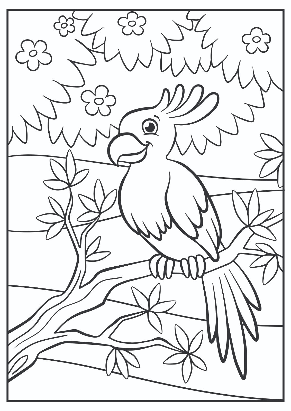 Happy Tropical Parrot Art