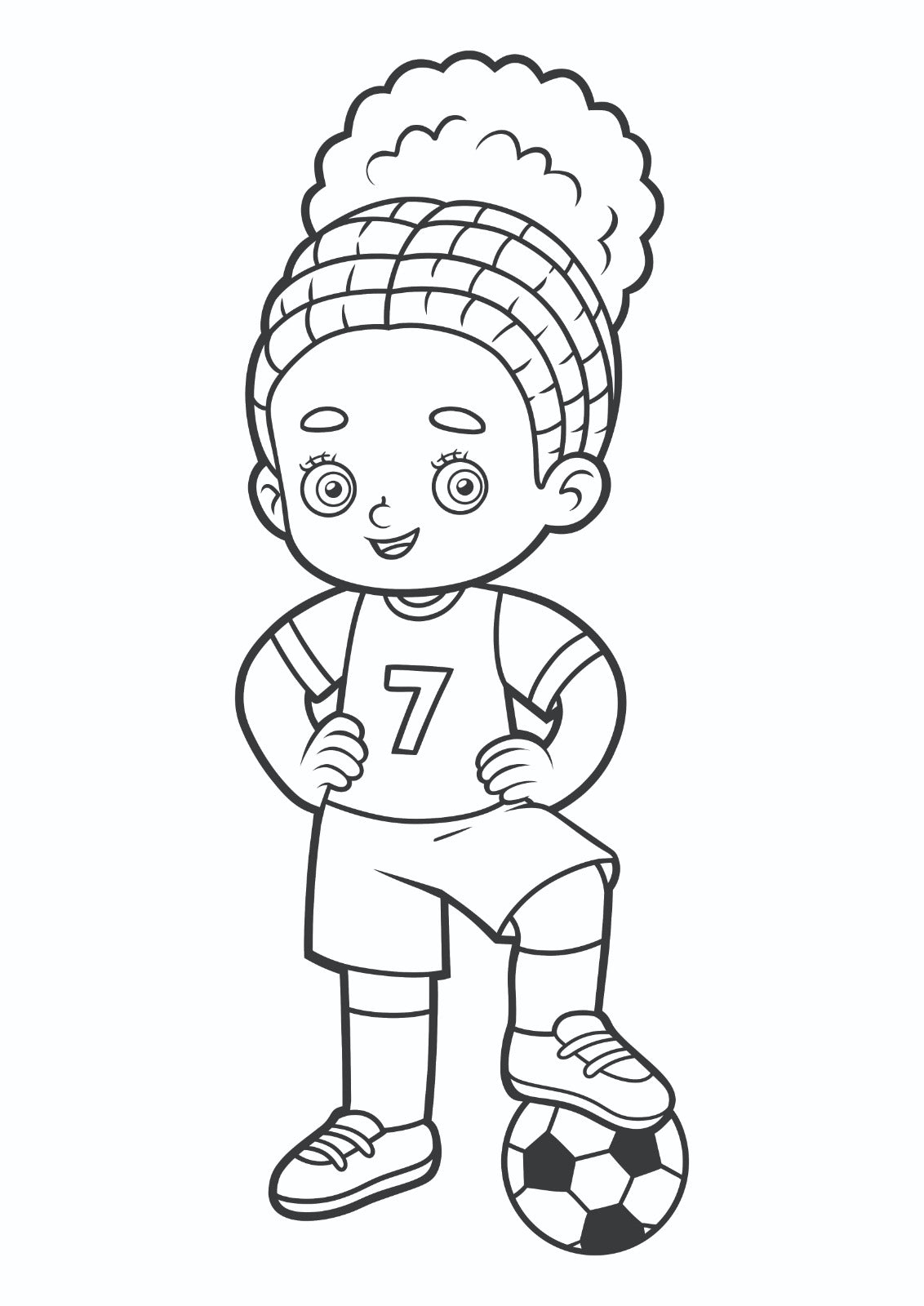 Girls' Soccer Star Line Art
