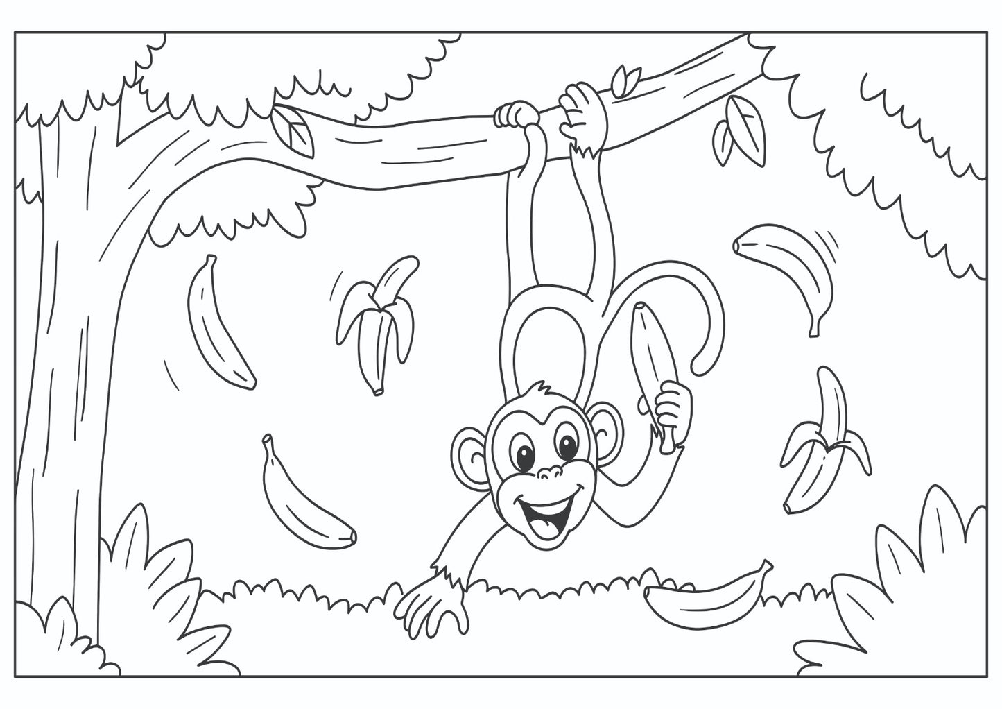 Playful Monkey & Banana Scene