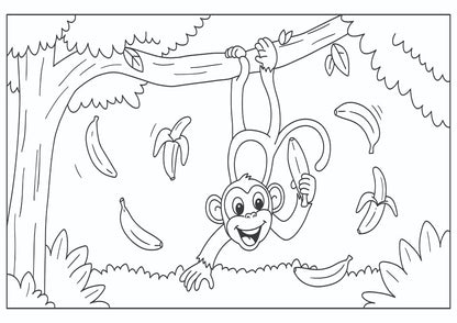 Playful Monkey & Banana Scene